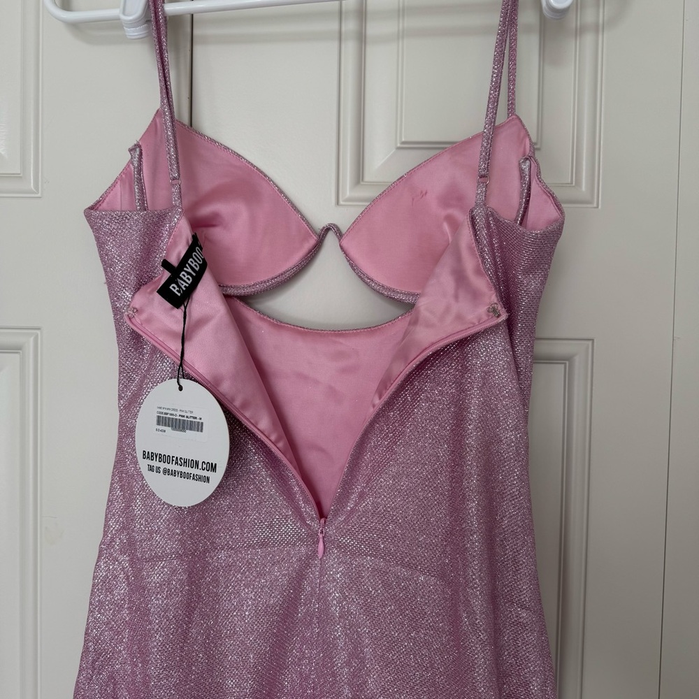 New Babyboo Mya Pink Glitter Mini Dress - Picture 8 of 9